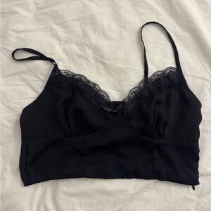 Princess Polly Black Lace Trim Tank